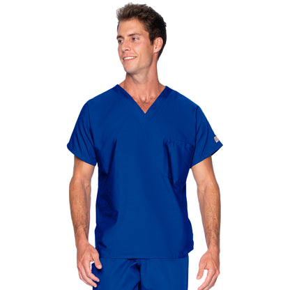 Unisex 1-Pocket Dolman Sleeve Tuckable V-Neck Scrub Top - 71221 - Cobalt