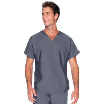 Unisex 1-Pocket Dolman Sleeve Tuckable V-Neck Scrub Top - 71221 - Steel Grey