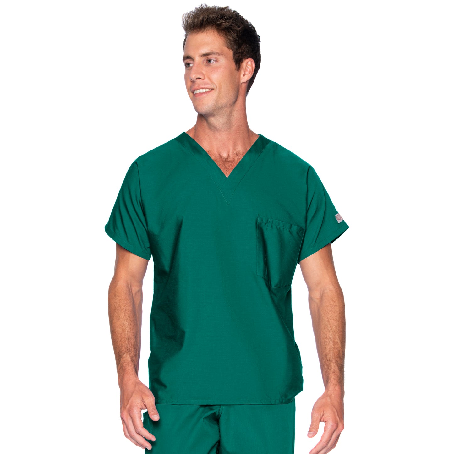 Unisex 1-Pocket Dolman Sleeve Tuckable V-Neck Scrub Top - 71221 - Hunter