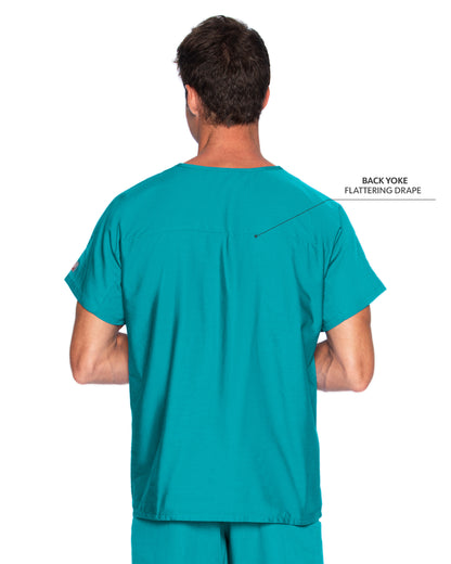 Unisex 1-Pocket Dolman Sleeve Tuckable V-Neck Scrub Top - 71221 - Teal