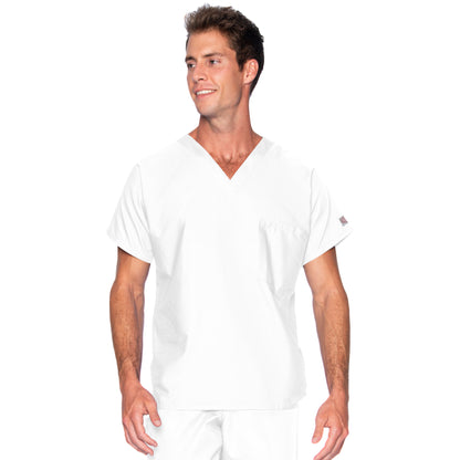 Unisex 1-Pocket Dolman Sleeve Tuckable V-Neck Scrub Top - 71221 - White