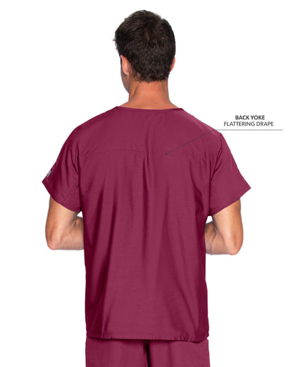 Unisex 1-Pocket Dolman Sleeve Tuckable V-Neck Scrub Top - 71221 - Wine