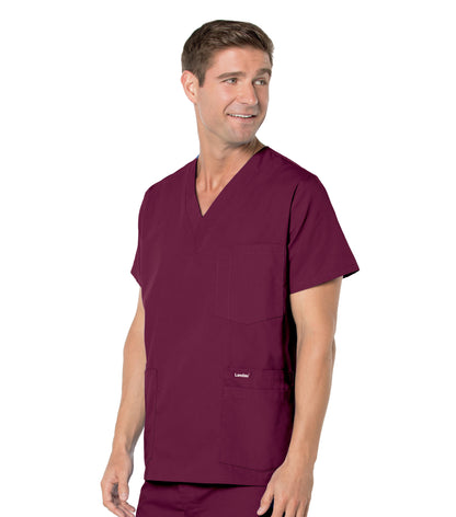 Men's 5-Pocket V-Neck Scrub Top - 7489 - Wine