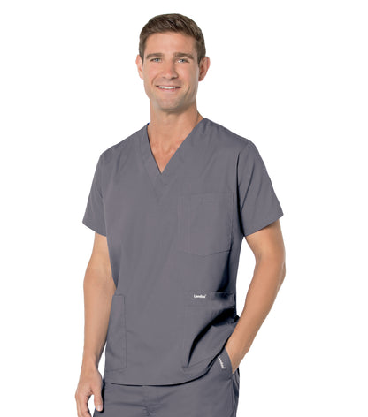 Men's 5-Pocket V-Neck Scrub Top - 7489 - Steel Grey