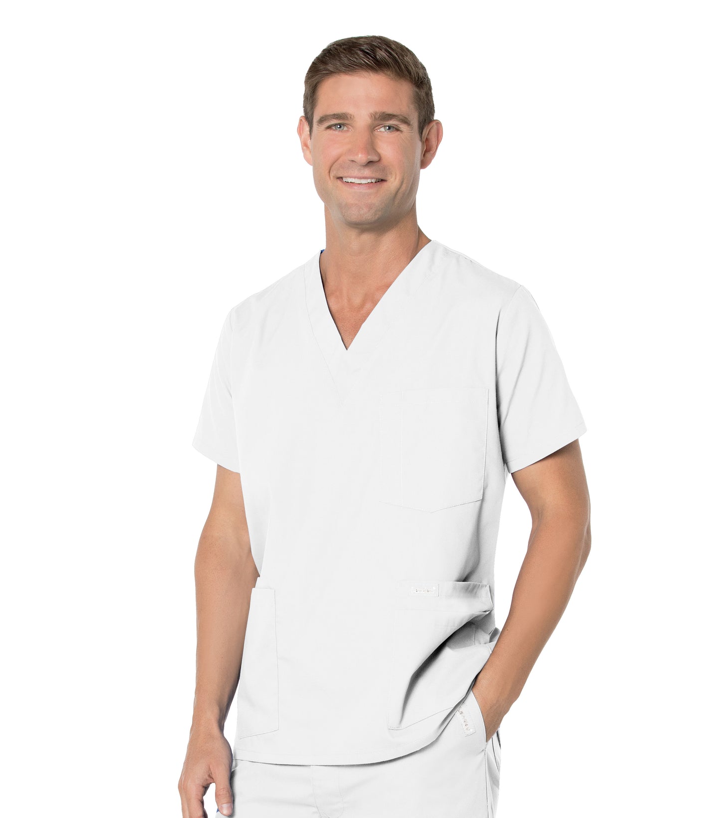 Men's 5-Pocket V-Neck Scrub Top - 7489 - White