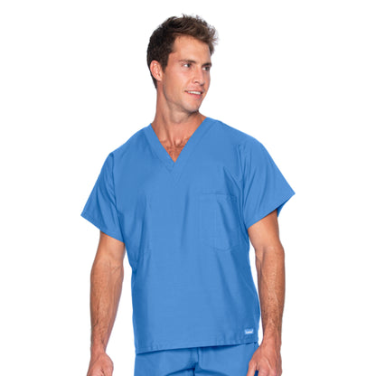 Unisex Reversible 1-Pocket V-Neck Scrub Top - 7502 - Ceil Blue