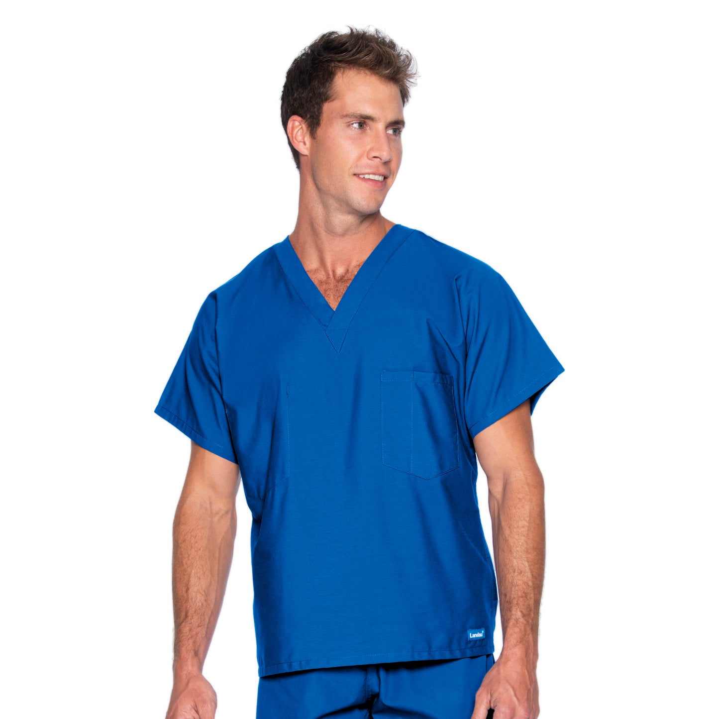 Unisex Reversible 1-Pocket V-Neck Scrub Top - 7502 - Galaxy Blue