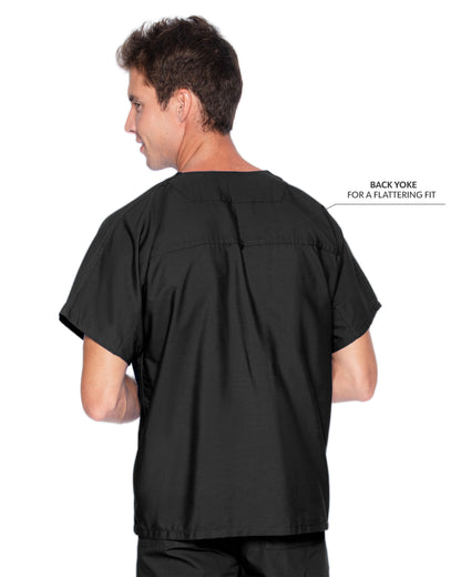 Unisex Reversible 1-Pocket V-Neck Scrub Top - 7502 - Black