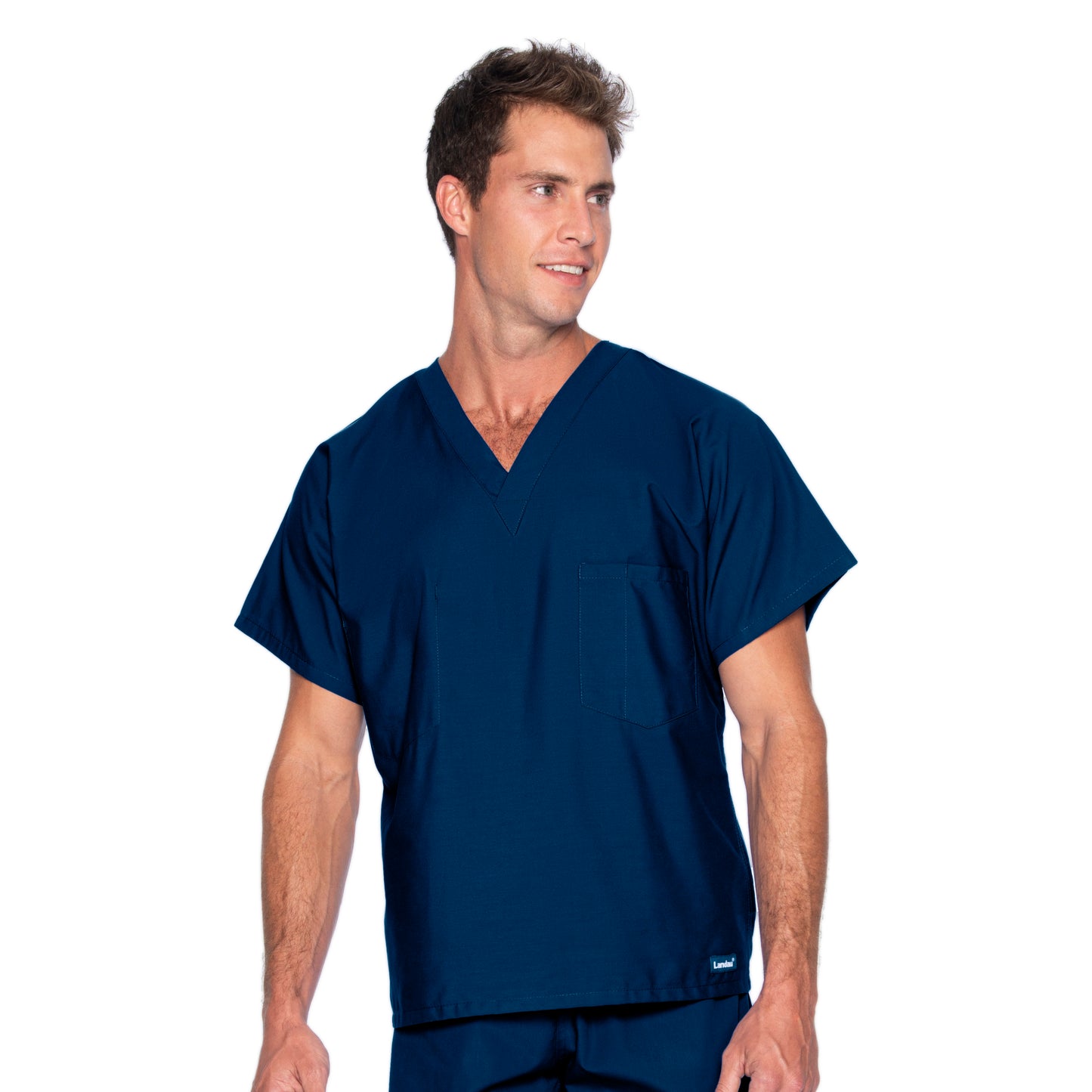 Unisex Reversible 1-Pocket V-Neck Scrub Top - 7502 - Navy