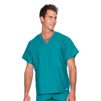 Unisex One-Pocket Reversible V-Neck Top - 7502 - Teal