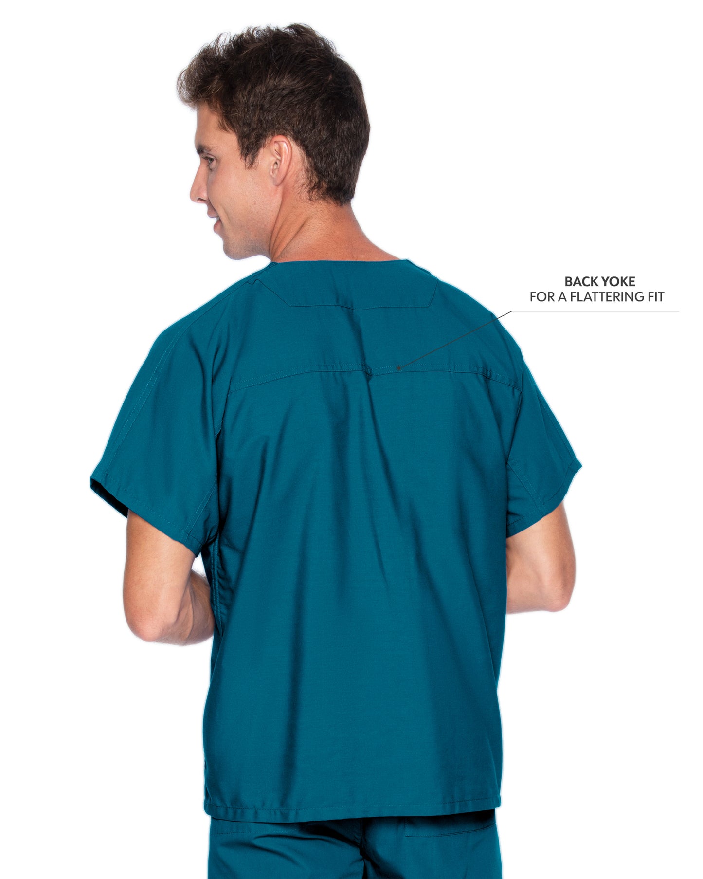 Unisex Reversible 1-Pocket V-Neck Scrub Top - 7502 - Caribbean Blue