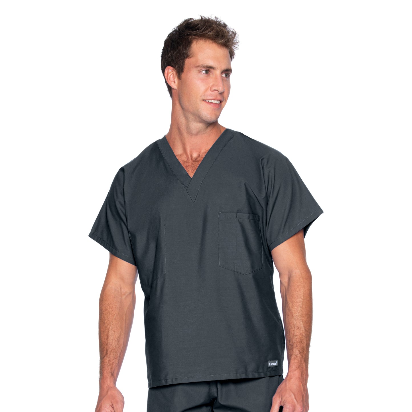 Unisex Reversible 1-Pocket V-Neck Scrub Top - 7502 - Graphite