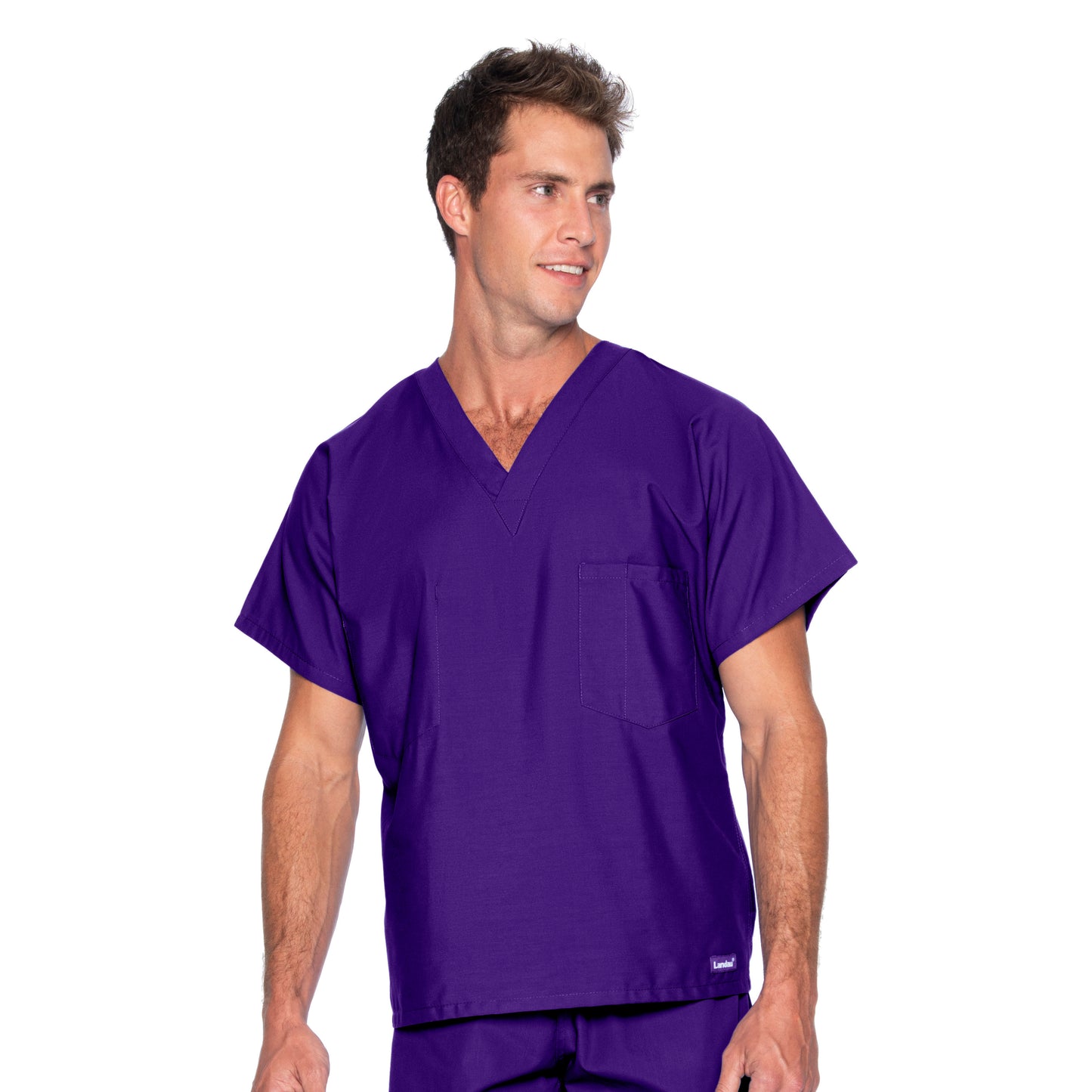 Unisex Reversible 1-Pocket V-Neck Scrub Top - 7502 - Grape