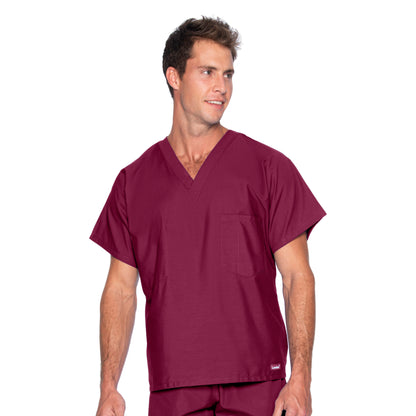 Unisex Reversible 1-Pocket V-Neck Scrub Top - 7502 - Wine