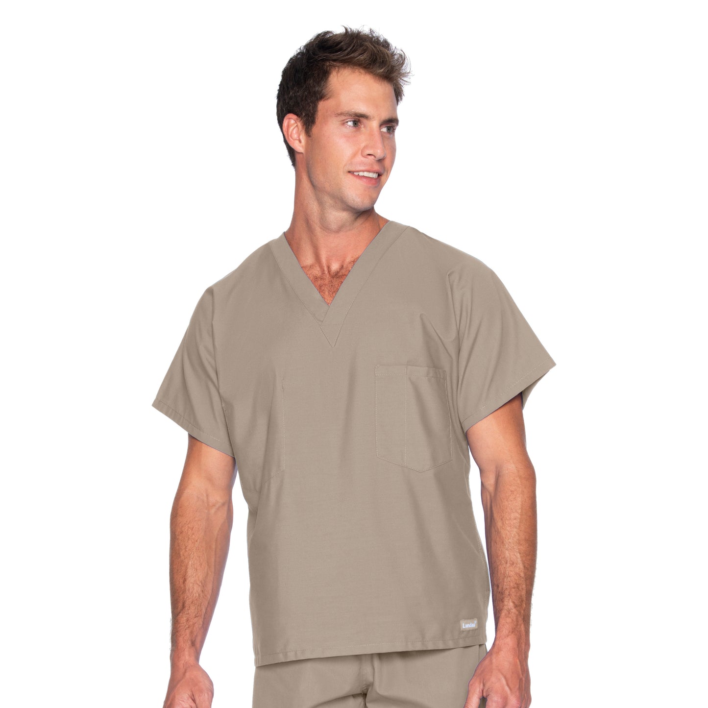 Unisex Reversible 1-Pocket V-Neck Scrub Top - 7502 - Sandstone