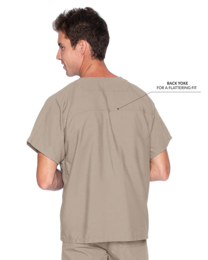 Unisex Reversible 1-Pocket V-Neck Scrub Top - 7502 - Sandstone