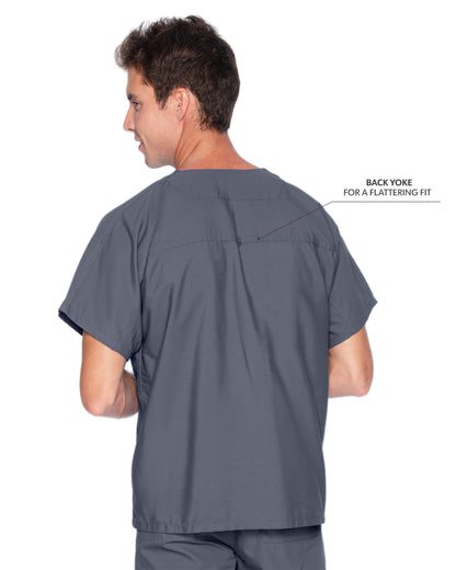 Unisex Reversible 1-Pocket V-Neck Scrub Top - 7502 - Steel Grey