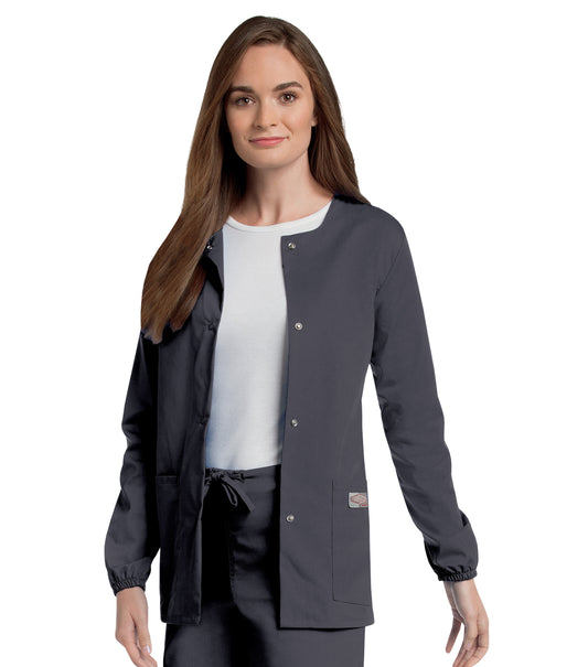 Women's 3-Pocket Crew Neck Warm-Up Scrub Jacket - 75221 - Graphite