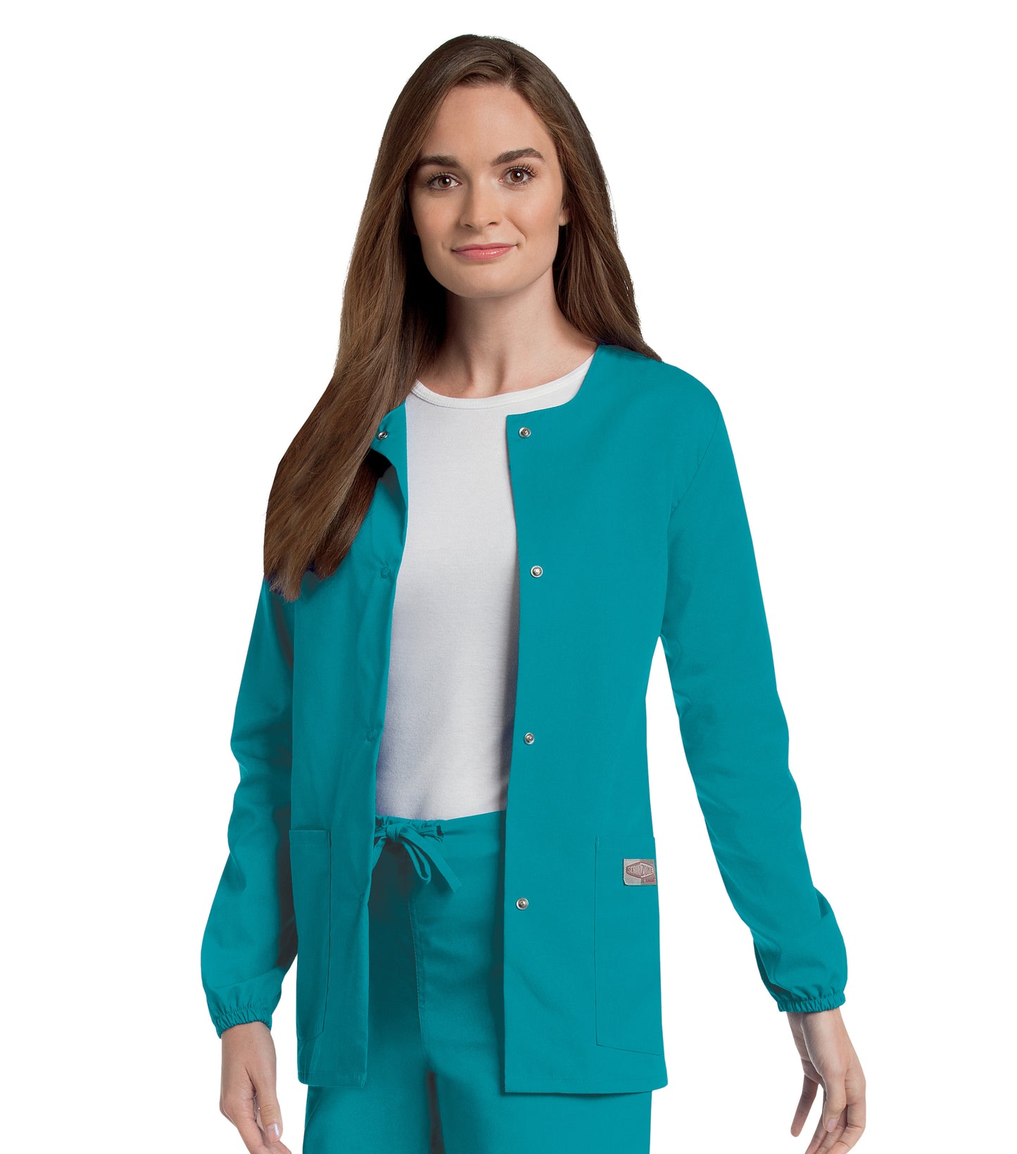 Women's 3-Pocket Crew Neck Warm-Up Jacket - 75221 - Teal