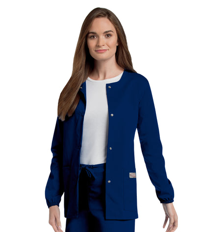 Women's 3-Pocket Crew Neck Warm-Up Jacket - 75221 - True Navy