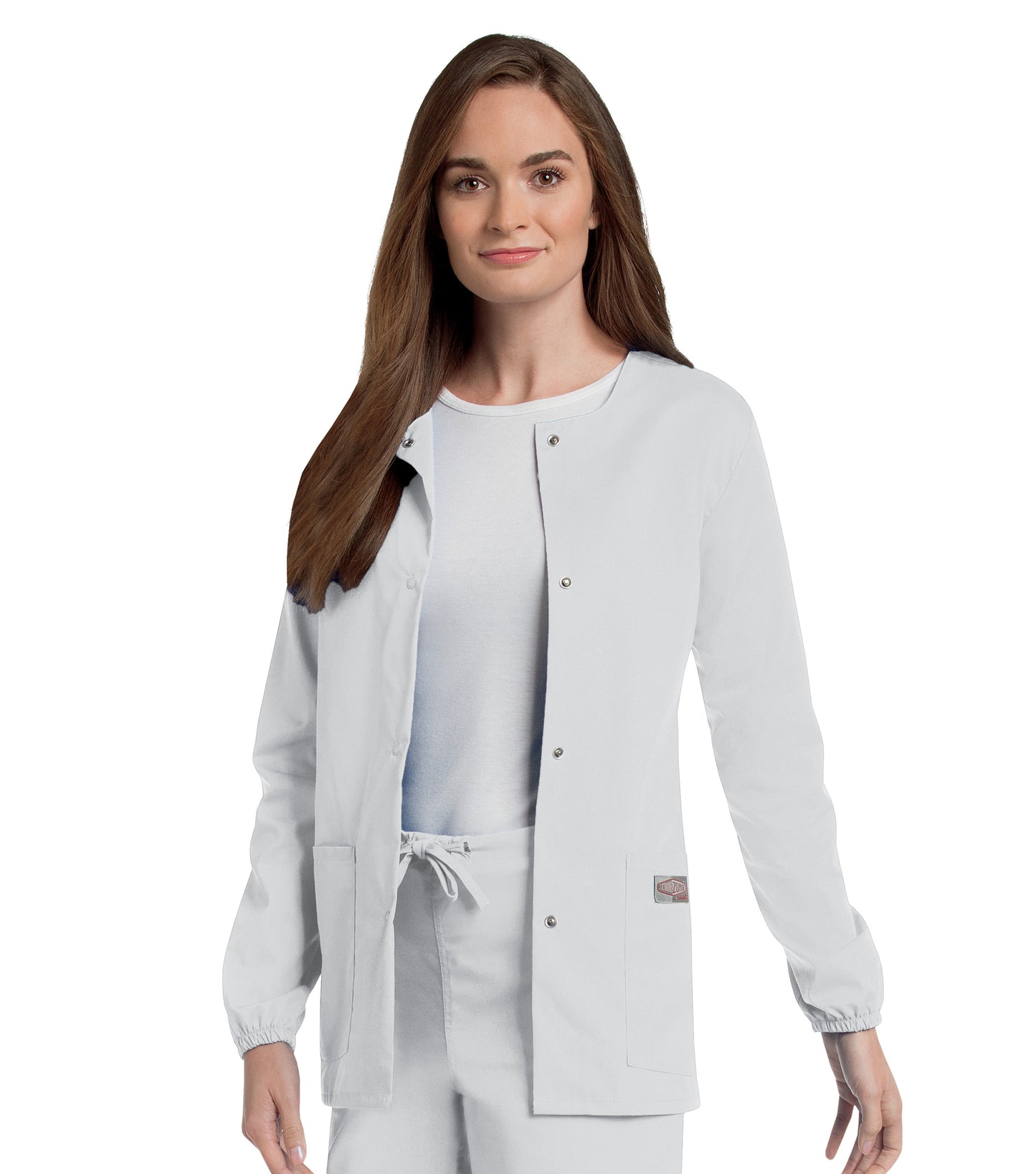 Women's 3-Pocket Crew Neck Warm-Up Jacket - 75221 - White