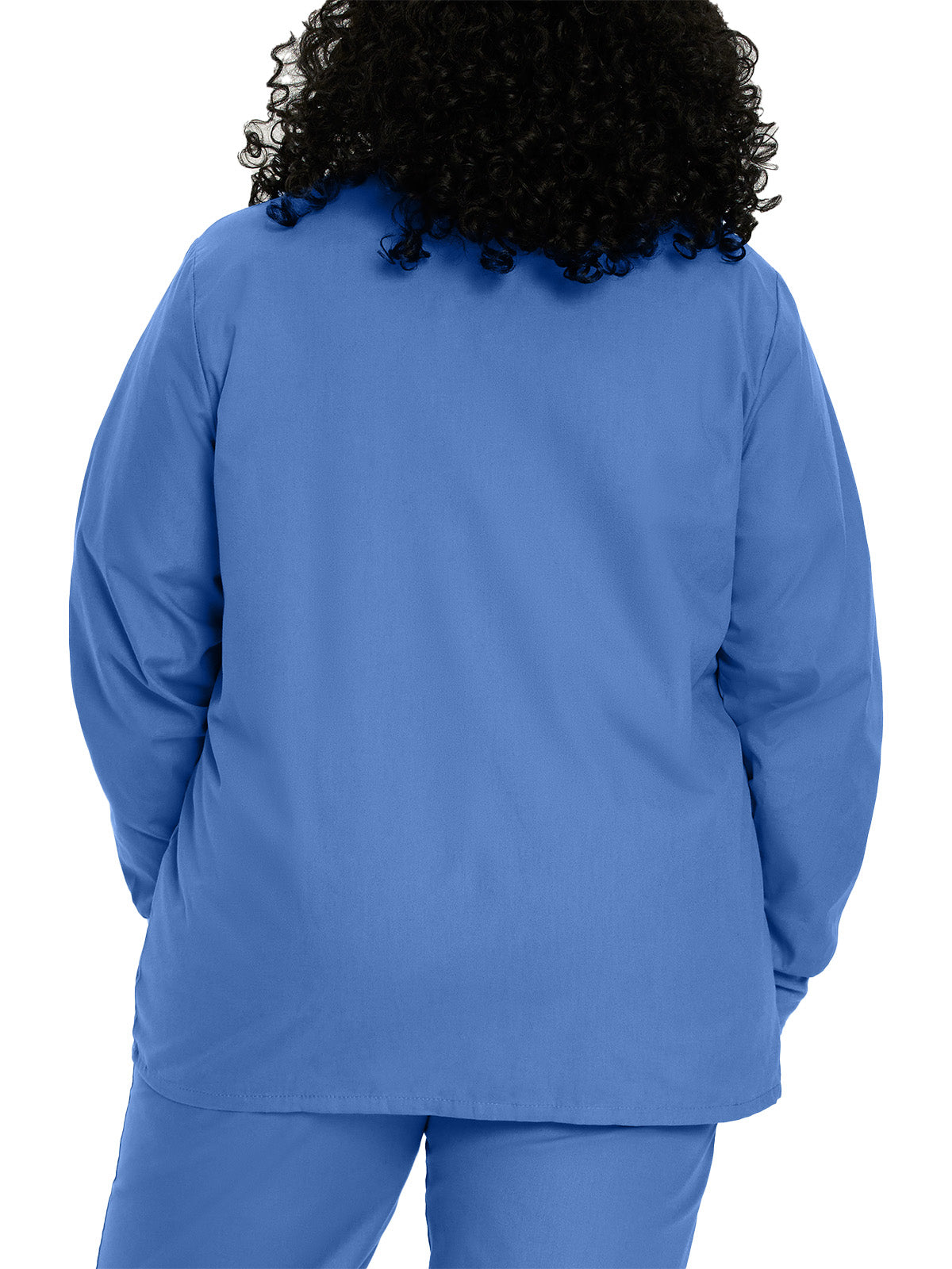 Women's 4-Pocket Crew Neck Warm-Up Scrub Jacket - 7525 - Ceil Blue