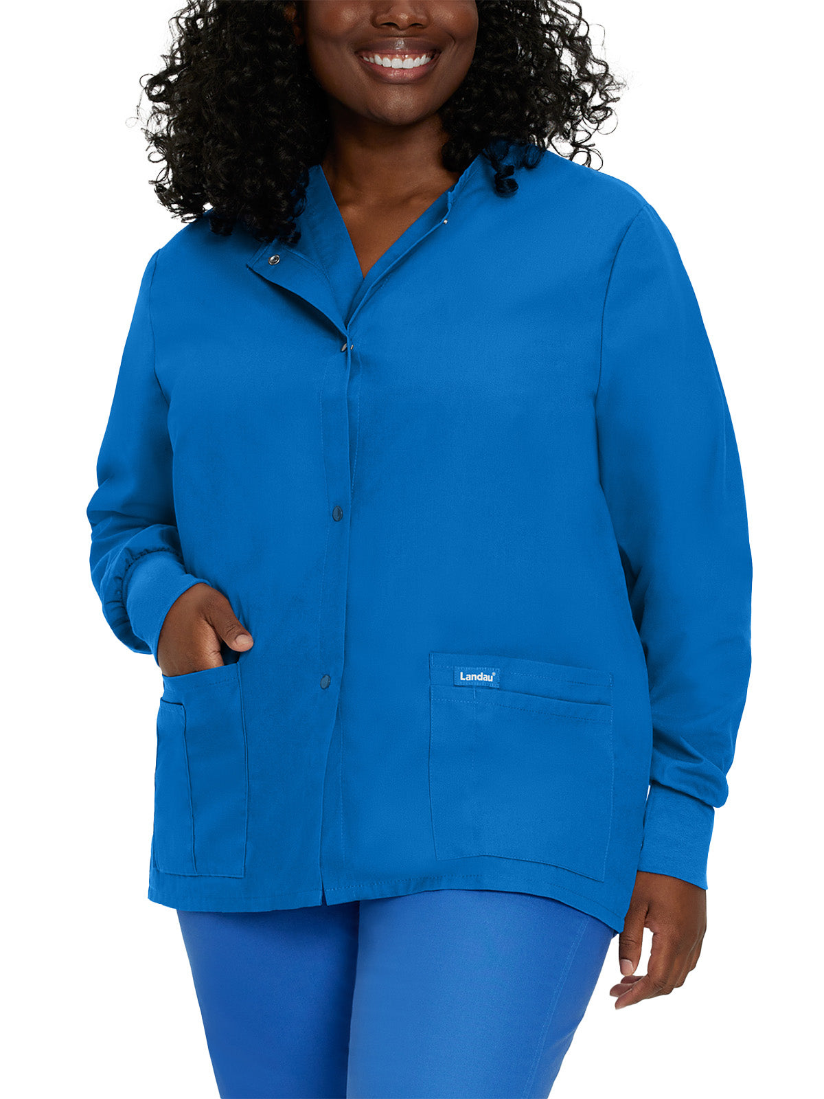 Women's 4-Pocket Crew Neck Warm-Up Scrub Jacket - 7525 - Royal Blue