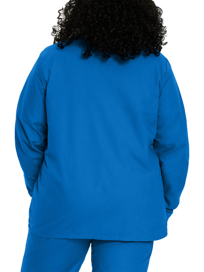 Women's 4-Pocket Crew Neck Warm-Up Scrub Jacket - 7525 - Royal Blue