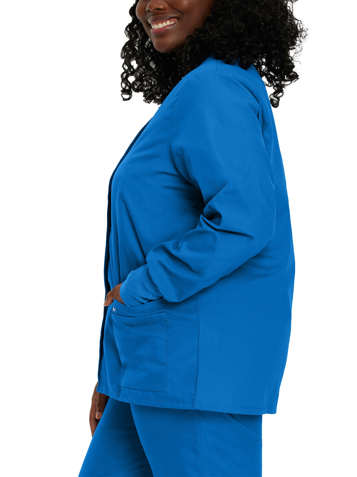 Women's 4-Pocket Crew Neck Warm-Up Scrub Jacket - 7525 - Royal Blue