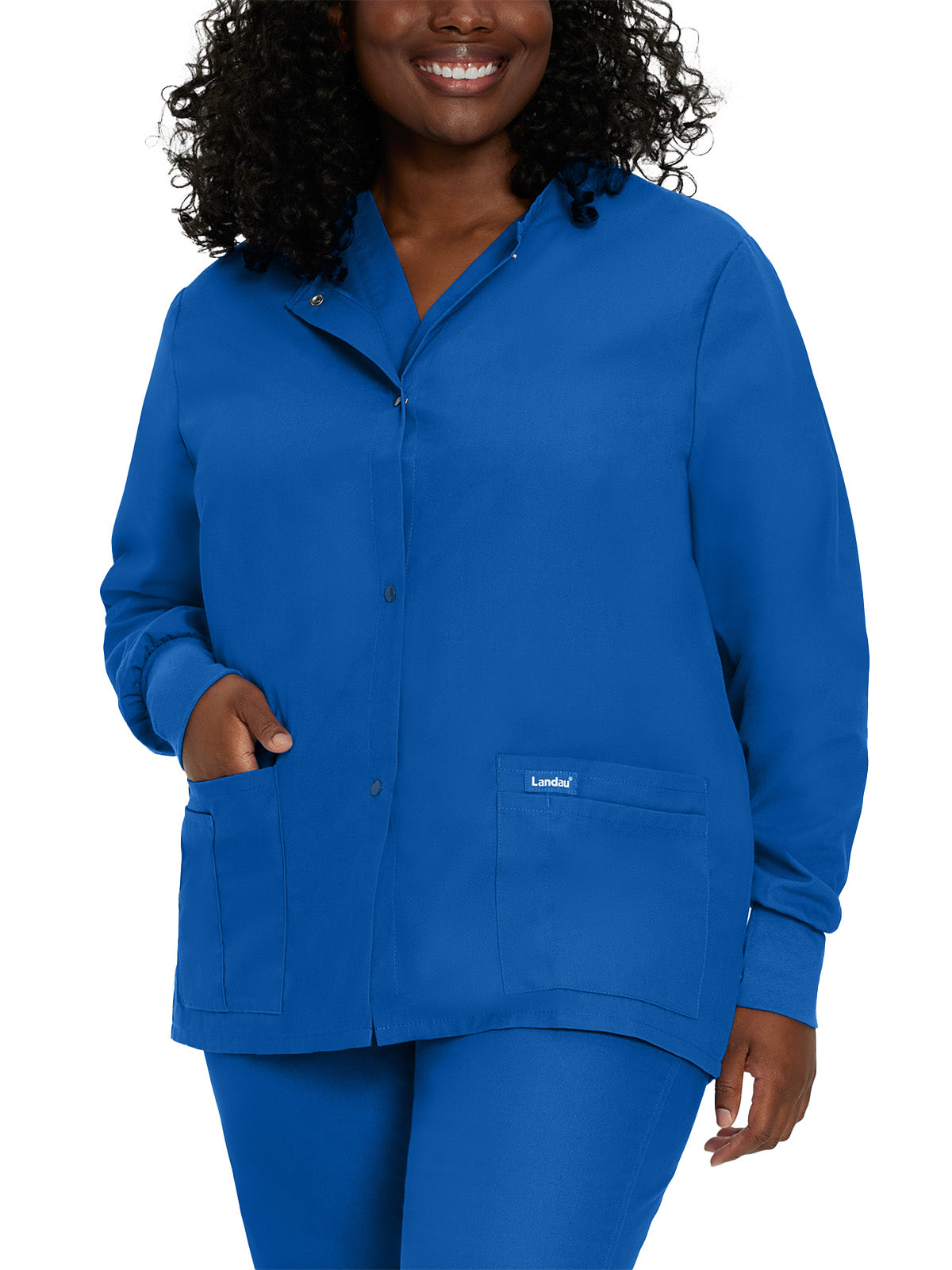 Women's 4-Pocket Crew Neck Warm-Up Scrub Jacket - 7525 - Galaxy Blue