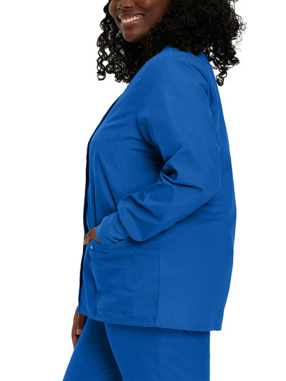 Women's 4-Pocket Crew Neck Warm-Up Scrub Jacket - 7525 - Galaxy Blue