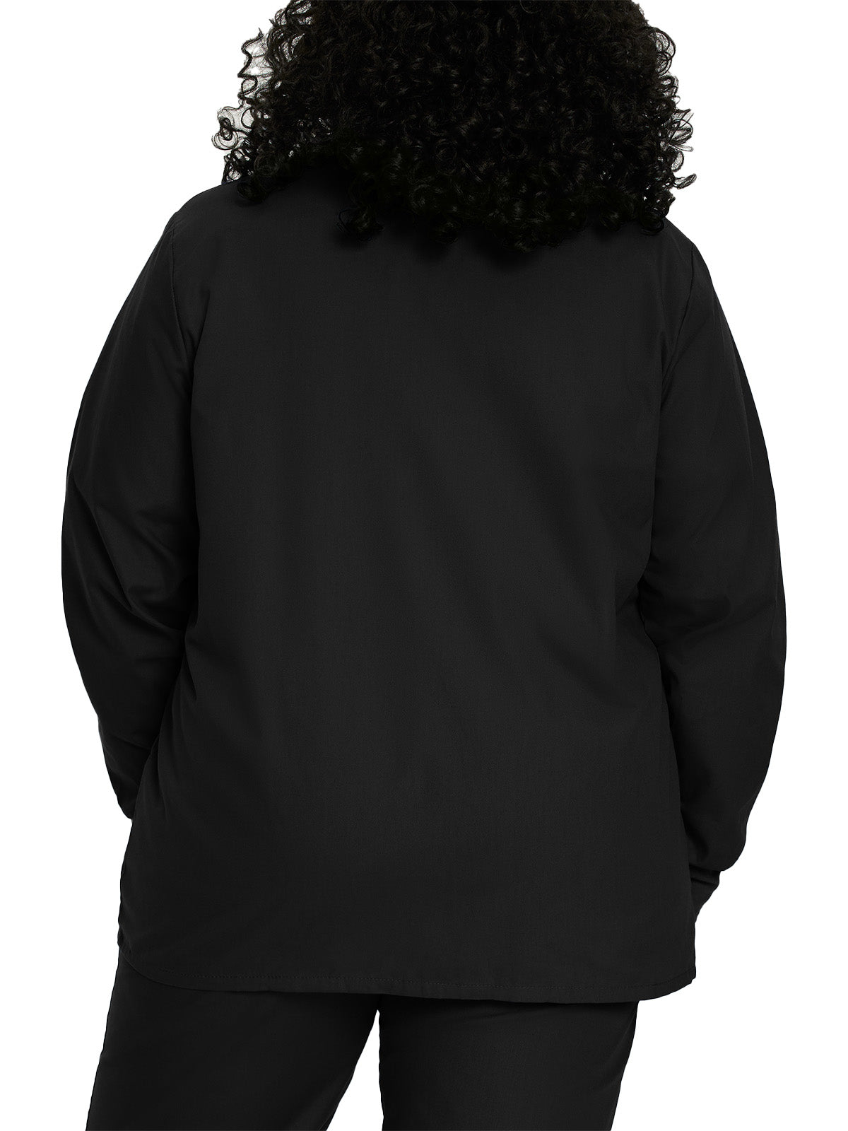 Women's 4-Pocket Crew Neck Warm-Up Scrub Jacket - 7525 - Black