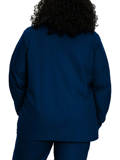 Women's 4-Pocket Crew Neck Warm-Up Scrub Jacket - 7525 - Navy