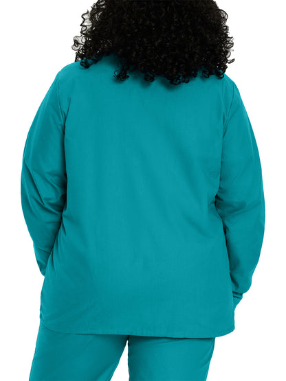 Women's 4-Pocket Crew Neck Warm-Up Scrub Jacket - 7525 - Teal