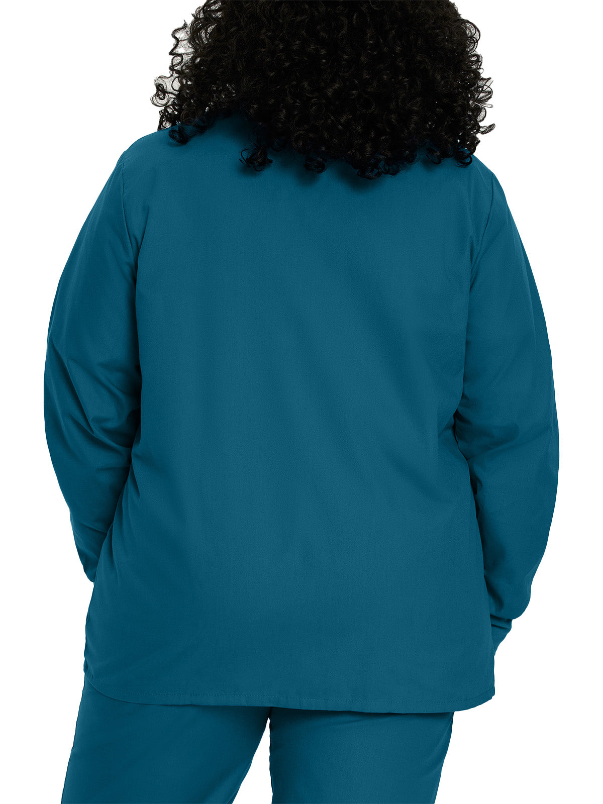 Women's 4-Pocket Crew Neck Warm-Up Scrub Jacket - 7525 - Caribbean Blue