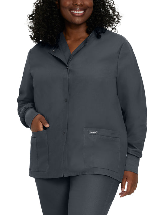 Women's 4-Pocket Crew Neck Warm-Up Jacket - 7525 - Graphite