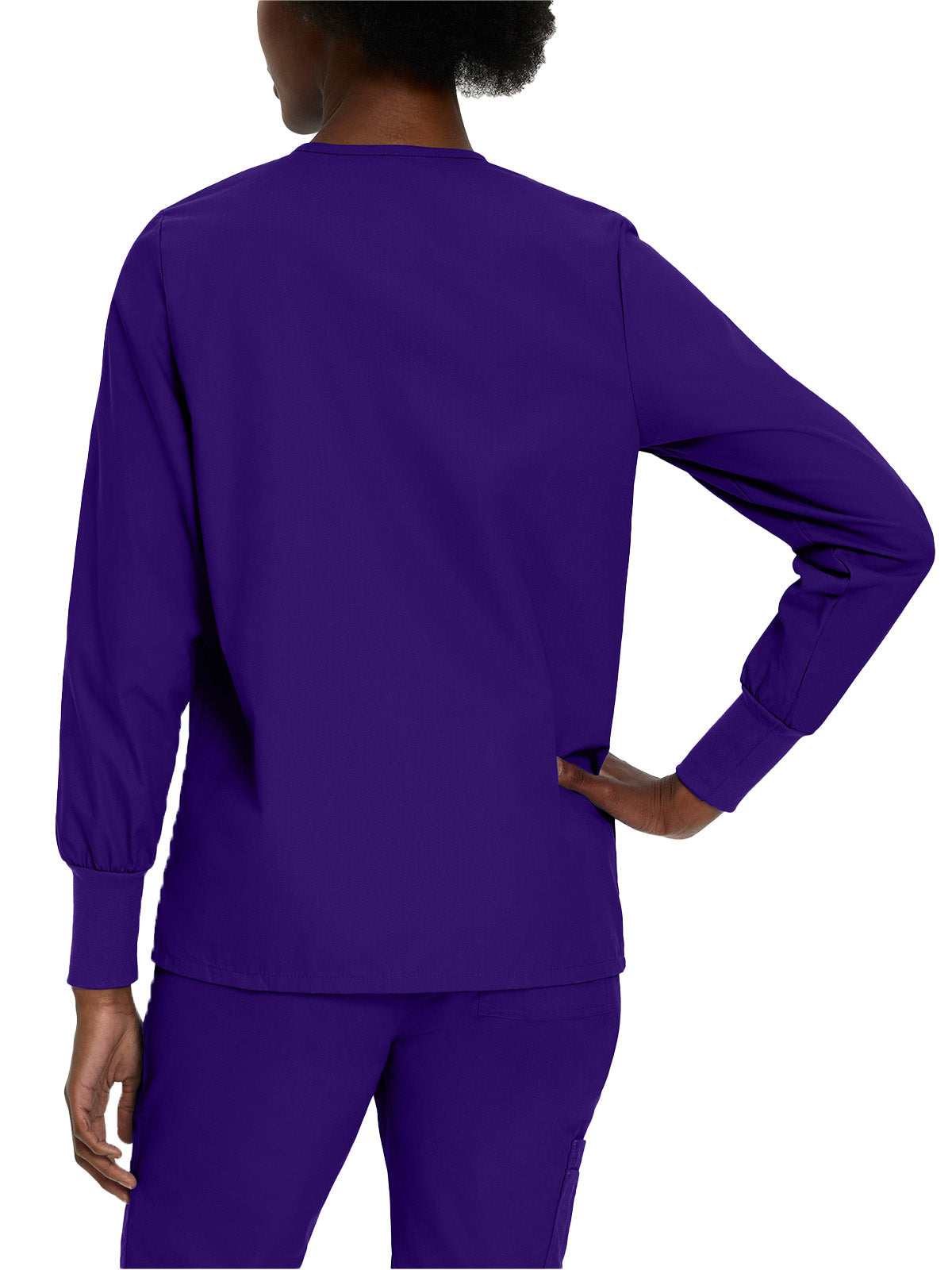 Women's 4-Pocket Crew Neck Warm-Up Scrub Jacket - 7525 - Grape