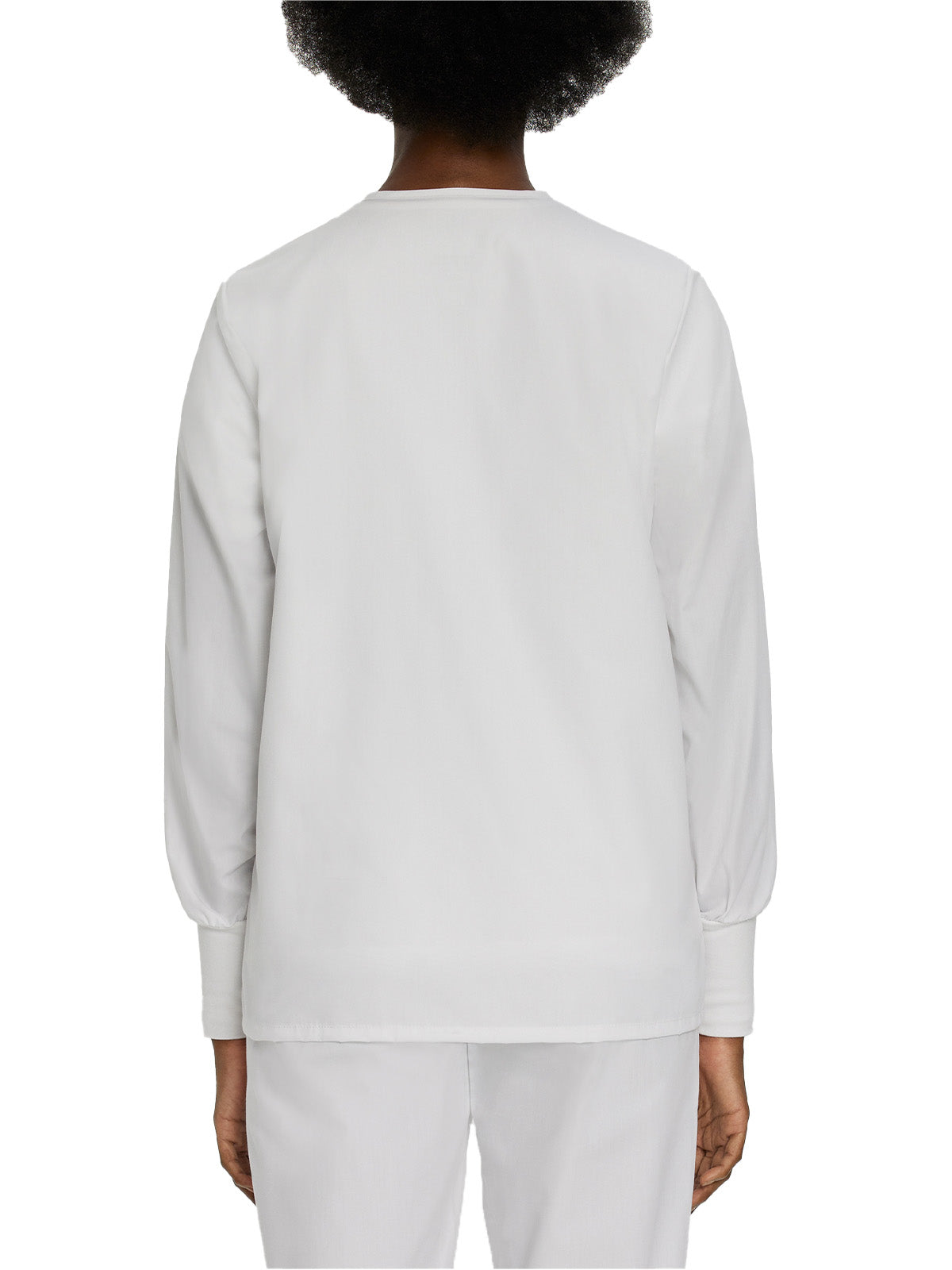 Women's 4-Pocket Crew Neck Warm-Up Scrub Jacket - 7525 - White