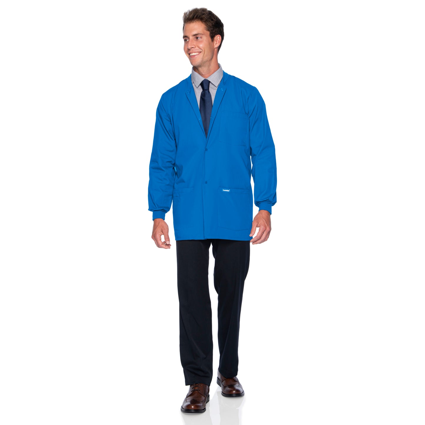 Men's 5-Pocket Crew Neck Warm-Up Scrub Jacket - 7551 - Royal Blue