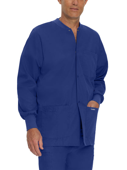 Men's 5-Pocket Crew Neck Warm-Up Scrub Jacket - 7551 - Galaxy Blue