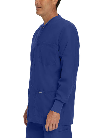 Men's 5-Pocket Crew Neck Warm-Up Scrub Jacket - 7551 - Galaxy Blue