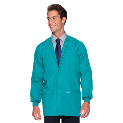 Men's 5-Pocket Crew Neck Warm-Up Scrub Jacket - 7551 - Teal