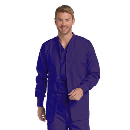 Men's 5-Pocket Crew Neck Warm-Up Scrub Jacket - 7551 - Grape