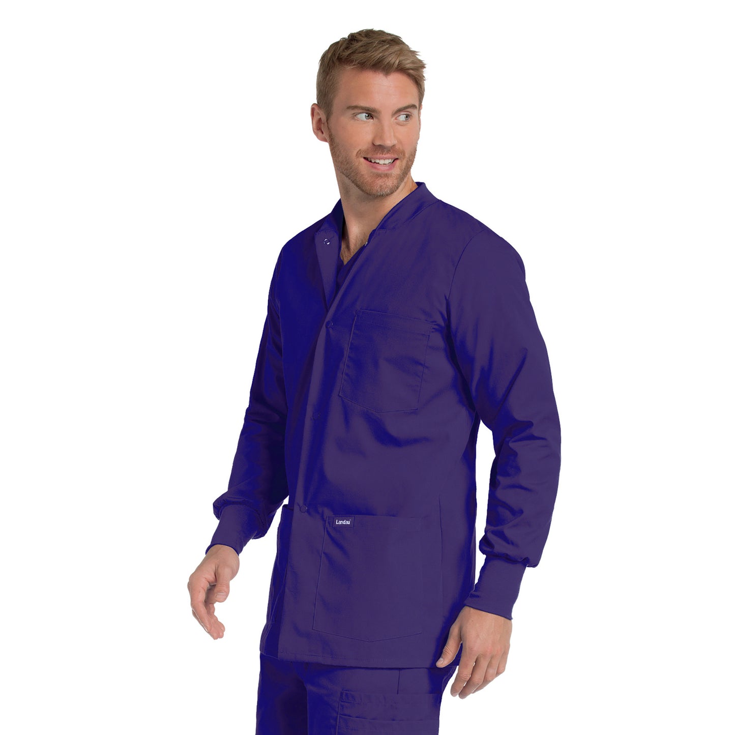 Men's 5-Pocket Crew Neck Warm-Up Scrub Jacket - 7551 - Grape