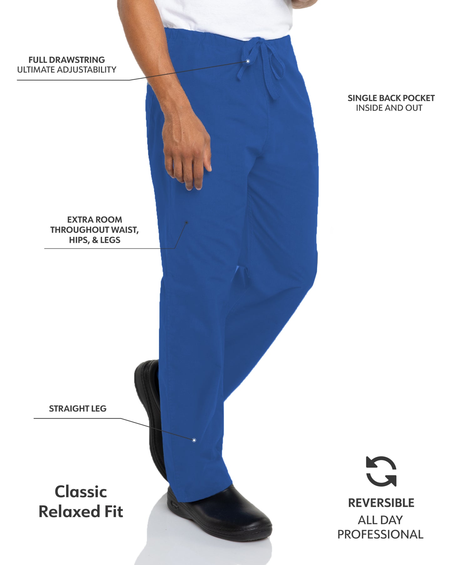 Unisex Reversible High-Rise Waist Scrub Pant - 7602 - Royal Blue