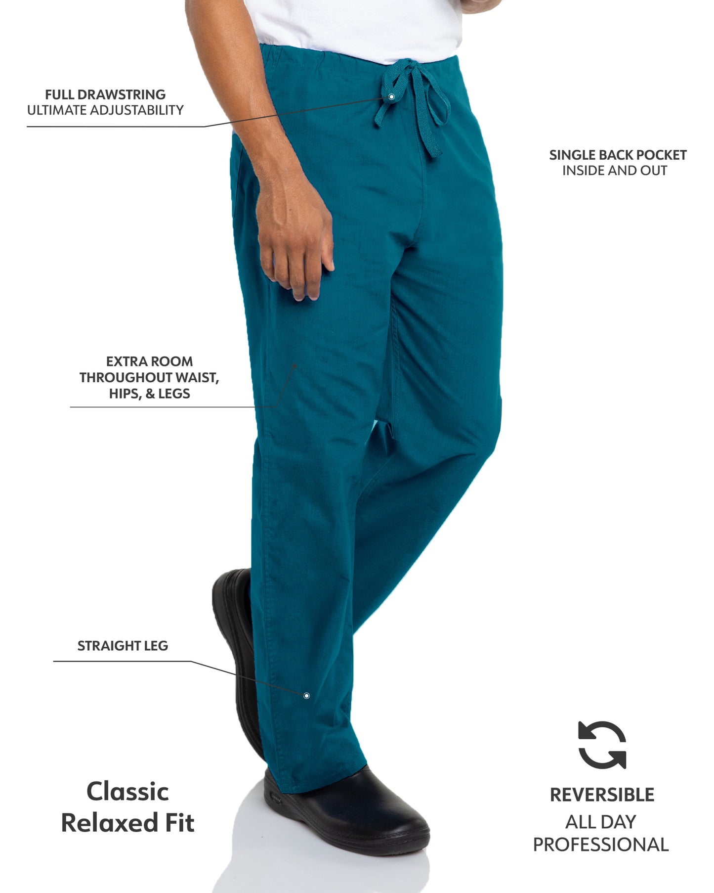 Unisex Reversible High-Rise Waist Scrub Pant - 7602 - Caribbean Blue