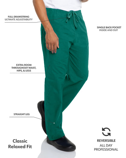 Unisex Reversible High-Rise Waist Scrub Pant - 7602 - Hunter Green