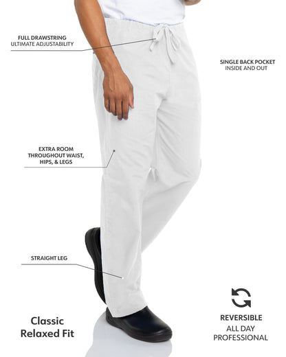 Unisex Reversible High-Rise Waist Scrub Pant - 7602 - White