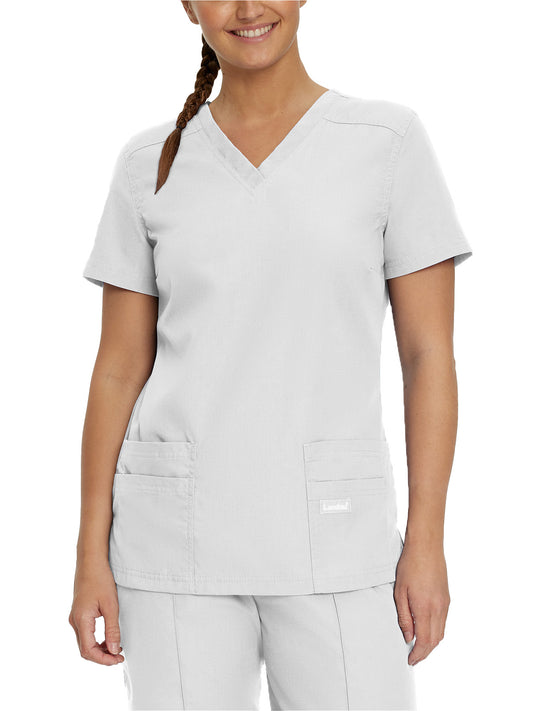 Women's 4-Pocket V-Neck Tapered Scrub Top - 8111 - White