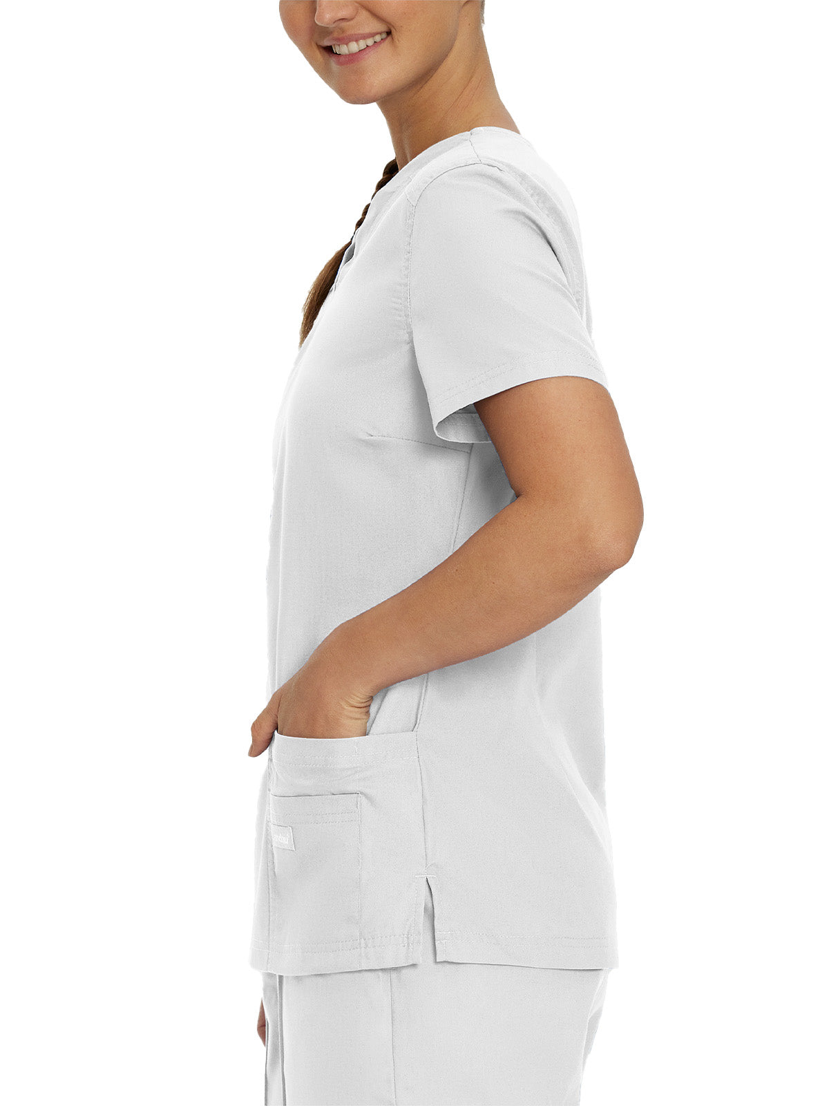 Women's 4-Pocket V-Neck Tapered Scrub Top - 8111 - White